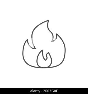 Lineares Symbol für Flammenvektor. Attraktives Angebot und Sonderangebot. Beliebte Neuigkeiten. Feuerzeichen. Darstellung der Vektorkontur isoliert auf weißem Hintergrund. Bearbeitbare Stro Stock Vektor