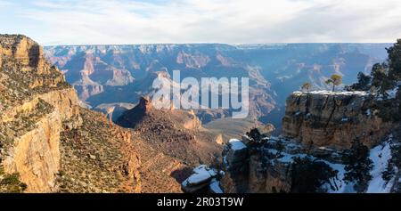 Blick auf den Grand Canyon vom Hermits Rest. Grand Canyon-Nationalpark, Arizona, USA. Stockfoto