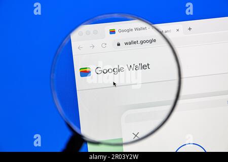Ostersund, Schweden - 30. Januar 2023: Google Wallet-Website. Google Wallet ist eine von Google entwickelte Plattform für digitale Geldbörsen. Stockfoto