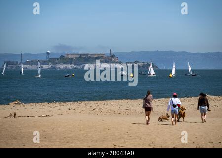 Das United States Penitentiary, Alcatraz Island, war auch ein Hochsicherheitsgefängnis auf Alcatraz Island vor der Küste von San Francisco, Kalifornien Stockfoto