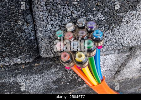 Glasfaser für sehr schnelles Internet Stockfoto