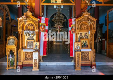 Kirche von Agios Nikolaos, Innere, Chania, Kreta, Griechenland Stockfoto