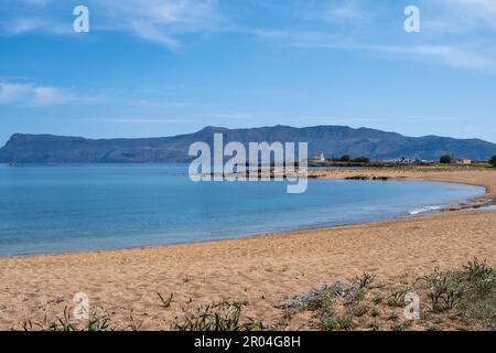 Der Strand von Viglia liegt 3km km nordwestlich von Kissamos Stadt in Kreta, Griechenland Stockfoto