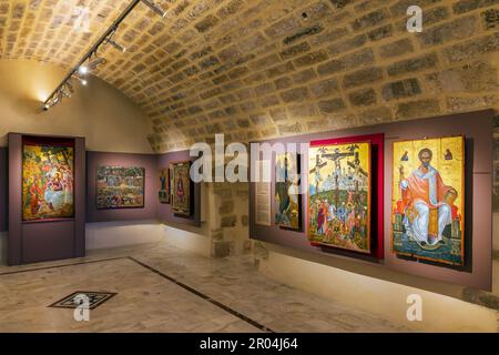 Museum im Kloster Gonia Odigitria, Kloster der Muttergottes von Gonia, Kreta, Griechenland Stockfoto
