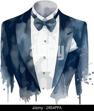 Blaue Anzüge feiern die Hochzeit in Weiß Stock Vektor