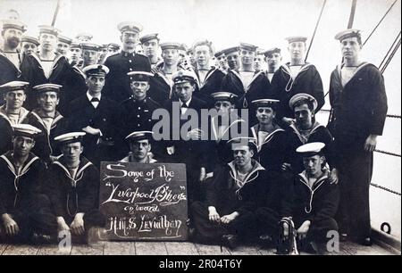 Einige der „Liverpool Bhoys“ an Bord der HMS Leviathan c.1903-1919. Stockfoto