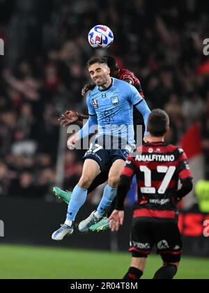 Sydney, Australien. 06. Mai 2023. Anthony Richard Caceres vom FC Sydney wird während des A-League 2023 Finals Series-Spiels zwischen dem FC Sydney und den Western Sydney Wanderers im CommBank Stadium in Aktion gesehen. Endstand: Sydney FC 2:1 Western Sydney Wanderers (Foto: Luis Veniegra/SOPA Images/Sipa USA) Guthaben: SIPA USA/Alamy Live News Stockfoto