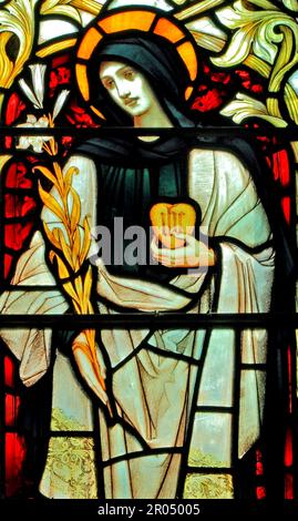 Hl. Theresa, hl. Teresa, von Avila, Karmelitin, 16. Jahrhundert, Glasmalerei, von J Powell & Son, 1900, Blakeney Church, Norfolk, England Stockfoto