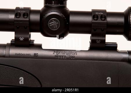 Remington 700 .308 Bolt Action-Gewehr mit Oszilloskop Stockfoto