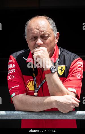 Miami, Florida, USA. 04/07. Mai 2023 Weltmeisterschaft F1. F1 Grand Prix von Miami. Frederic Vasseur (FRA), Teamleiterin Scuderia Ferrari F1. Stockfoto