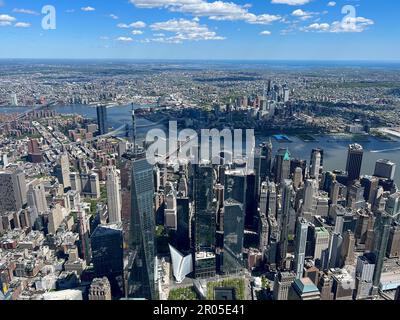 Luftaufnahme des Freedom Tower in New York City am 6. Mai 2023. Stockfoto