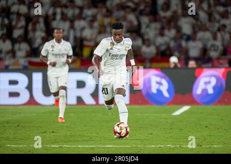 Sevilla, Spanien. 06. Mai 2023. Vinicius Paixao de Oliveira Junior von Real Madrid CF, gesehen während des Finales der Copa del Rey zwischen Real Madrid CF und CA Osasuna im Olympiastadion La Cartuja. (Endergebnisse; Real Madrid CF 2:1 CA Osasuna). Kredit: SOPA Images Limited/Alamy Live News Stockfoto