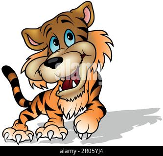 Blauäugiger lächelnder Tiger Stock Vektor