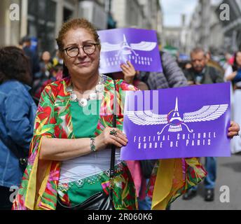 Paris, Frankreich. 07. Mai 2023. Berivan Firat, Sprecher des Kurdischen Demokratischen Rates von Frankreich 2. Ausgabe des Kurdenfestivals von Paris, organisiert vom Kurdischen Demokratischen Rat von Frankreich Rathaus des 10. Arrondissement (CDKF) in Paris, Frankreich am 6. Mai 2023. Foto: Karim Ait Adjedjou/ABACAPRESS.COM Kredit: Abaca Press/Alamy Live News Stockfoto