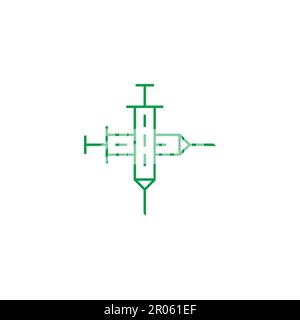 Plus medizinischer Spuit Grünes Logo Vektor Stock Vektor