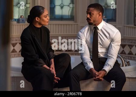 TESSA THOMPSON und MICHAEL B. JORDAN in CREED III (2023), Regie Michael B. JORDAN. Kredit: Metro-Goldwyn-Mayer (MGM) / Album Stockfoto