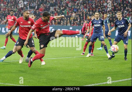 Leverkusen, Deutschland. 05. Mai 2023. firo: 5. Mai 2023, Fußball, 1. Bundesliga: Erste Bundesliga Bayer Leverkusen - 1. FC Köln 1: 2 Duelle, Amine Adli Credit: dpa/Alamy Live News Stockfoto