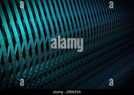 3D Illustration , abstrakt blauer, aus Metall verformter, diagonal gestreifter Hintergrund. Wellenlinienmuster. Brandneuer Stil für Ihr Business-Design Stockfoto