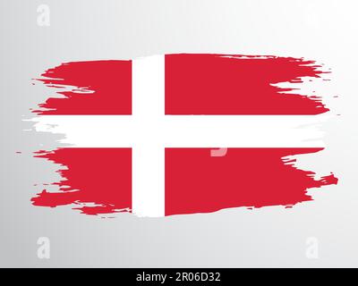 Dänemark mit Pinsel bemalte Flagge Stock Vektor