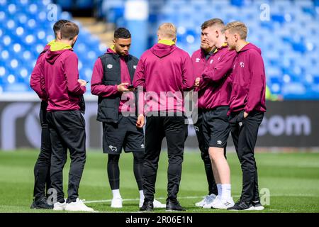 Sheffield, Großbritannien. 07. Mai 2023. Derby County Ankunft in Hillsborough vor dem Sky Bet League 1 Spiel Sheffield Wednesday vs Derby County in Hillsborough, Sheffield, Großbritannien, 7. Mai 2023 (Foto von Ben Roberts/News Images) in Sheffield, Großbritannien, am 5./7. Mai 2023. (Foto: Ben Roberts/News Images/Sipa USA) Guthaben: SIPA USA/Alamy Live News Stockfoto