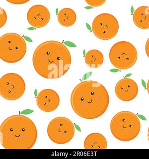 Nahtlose Tapete mit niedlichem Cartoon-Orange. Stock Vektor