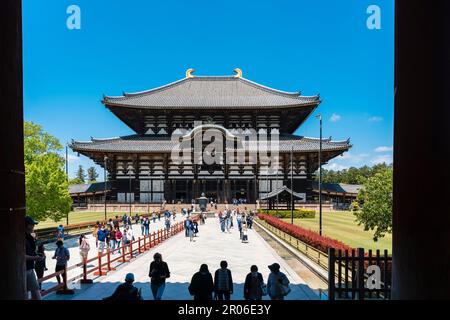 Todai-ji in Nara/Japan: Blick auf die Haupthalle Stockfoto