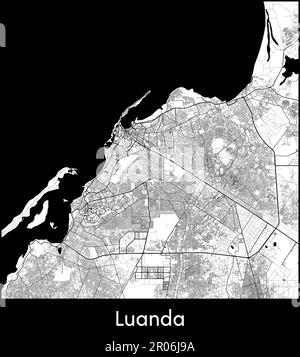 Minimaler Stadtplan von Luanda (Angola, Afrika) Stock Vektor