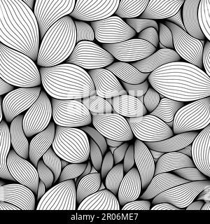 Moderne optische nahtlose Textur aus schwarzen Blättern auf weißem/transparentem Hintergrund Stock Vektor