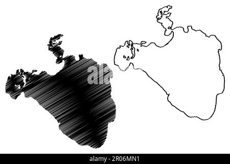 Lake Razna (Republik Lettland) Karte Vektordarstellung, Scribble Sketch Raznas ezers Karte Stock Vektor