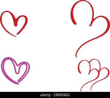Sammlung von Herz-Illustrationen, Liebe Symbol Icon Set, Liebe Symbol Vektor. Stock Vektor