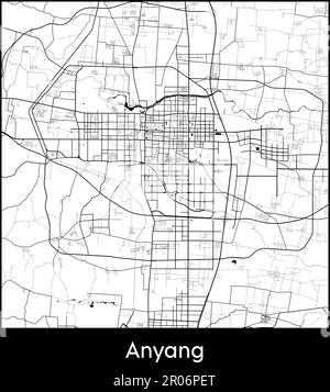 Stadtplan Asien China Anyang Vektordarstellung Stock Vektor