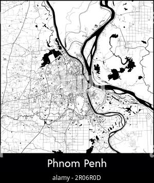 Stadtplan Asien Kambodscha Phnom Penh Vektordarstellung Stock Vektor