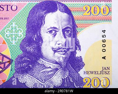 Johannes Hevelius ein Porträt aus polnischem Geld Stockfoto