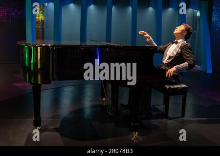 Shah Alam, Malaysia -April 17,2023:lang lang's Wachsfigur ausgestellt auf Red Carpet 2 in I-City Shah Alam. Stockfoto