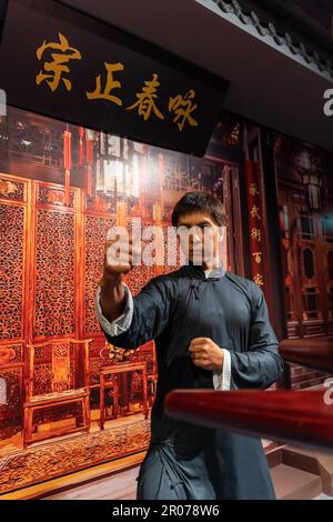 Shah Alam, Malaysia - April 17,2023 : Donnie Yens Wachsfigur auf dem Roten Teppich 2 in I-City Shah Alam. Stockfoto