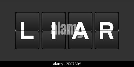 Schwarzes analoges Flipboard mit Wort Lügner auf grauem Hintergrund Stock Vektor