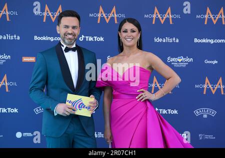 ER SENDET MIT DEM RICHTIGEN NAMEN Sam Quek... und besucht die große Eurovision-Willkommensparty der National Lottery in der St. George's Hall, Liverpool. Foto: Sonntag, 7. Mai 2023. Stockfoto