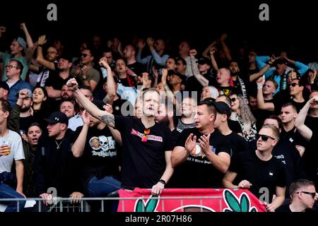 Rotterdam, Niederlande. 07. Mai 2023. Rotterdam - Fans von Feyenoord während des Spiels zwischen Excelsior und Feyenoord im Van Donge & De Roo Stadion am 7. Mai 2023 in Rotterdam, Niederlande. Kredit: Box to box images/Alamy Live News Stockfoto