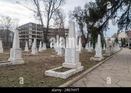 Chisinau, Moldawien - 8. März 2023: Gräber des Kriegsfriedhofs im Eternity Memorial Complex. Stockfoto