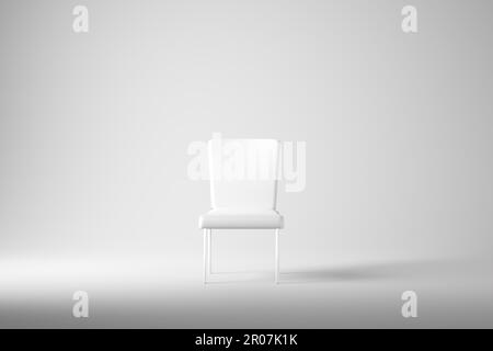 Moderner weißer Stuhl im leeren Raum mit Kopierbereich. 3D-Rendern. Stockfoto
