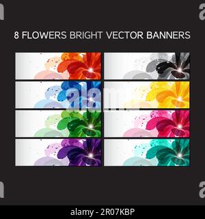 8 Floral Banner und Textboxen. Vektor Stock Vektor