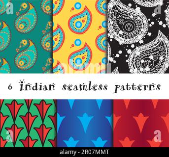 Nahtlose indischen Muster festlegen und asiatische Ornamente. Vektor Stock Vektor