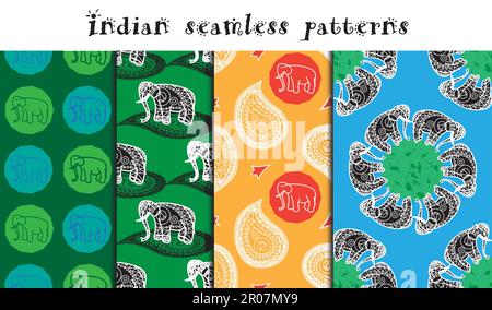 Nahtlose indischen Muster festlegen und asiatische Ornamente. Vektor Stock Vektor