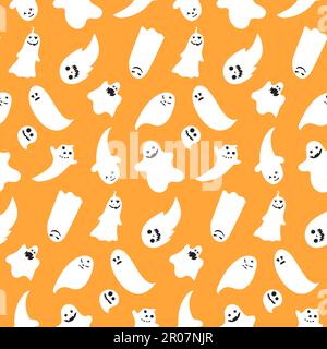 Nahtlose Muster von Halloween emotionale Geistern. Vektor Stock Vektor