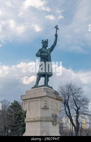 Chisinau, Moldawien - 8. März 2023: Statue von König Stephen. Stockfoto