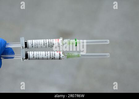 Kairo, Ägypten, Mai 2 2023: Humanes Anti-D (Rh)-Immunglobulin Rhophylac 300 μg Mikrogramm 1500 I.E. für intravenöse oder i.m. Stockfoto