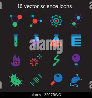 Wissenschaft stellen Icons. Labor Biologie Symbole. Vektor Stock Vektor