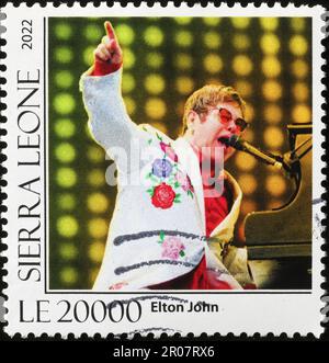 Elton John in einem Konzert auf Briefmarken Stockfoto