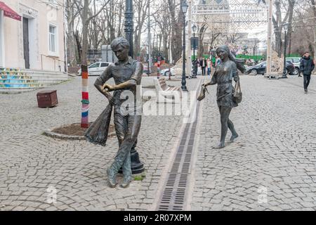 Chisinau, Moldawien - 9. März 2023: Skulptur der Liebenden. Stockfoto