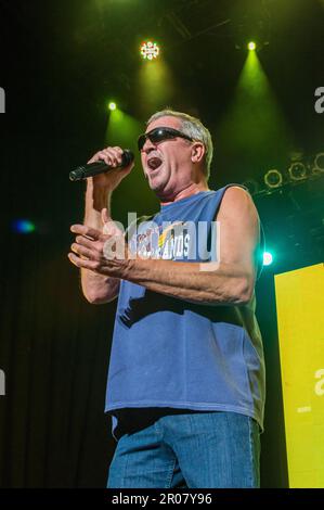 Costa Mesa, Kalifornien, 6. August 2014: Deep Purple's Leadsänger Ian Gillan im Pacific Amphitheatre. Stockfoto